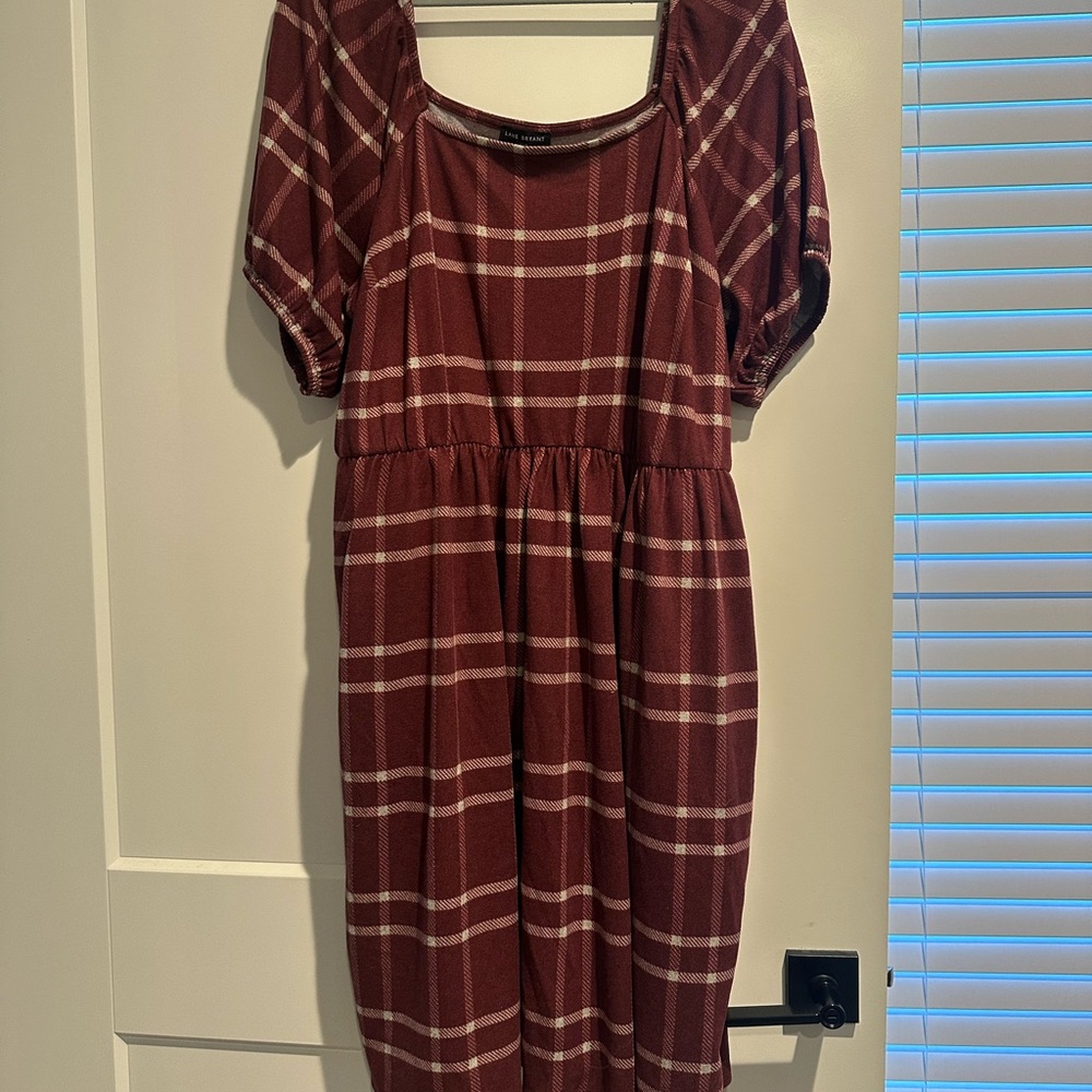 Lane Bryant Red and White Pleated Midi Sundress
